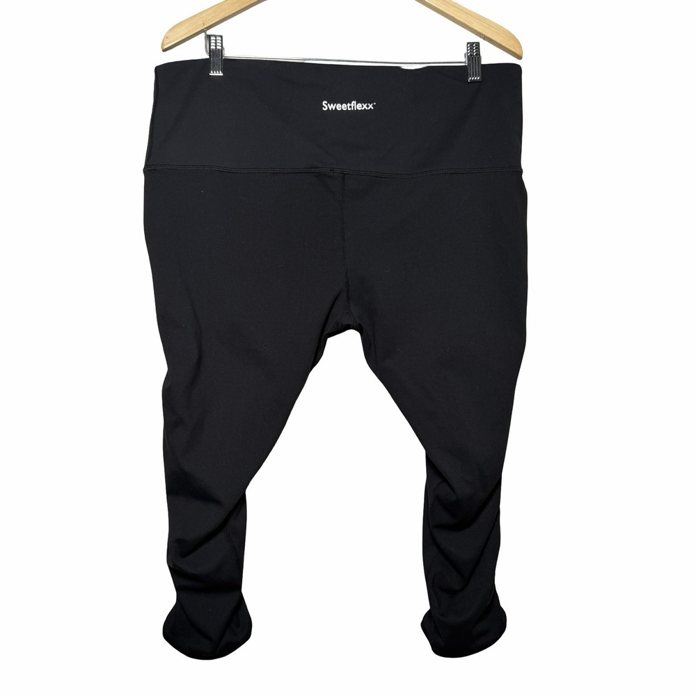 SweetFlexx Women's Capri Resistance Leggings No Pocket Size 18 Black High Waist - Picture 2 of 9